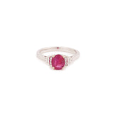 Certified Unheated Burmese 1 carat Ruby And Diamonds 18k White Gold Ring